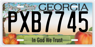 GA license plate PXB7745