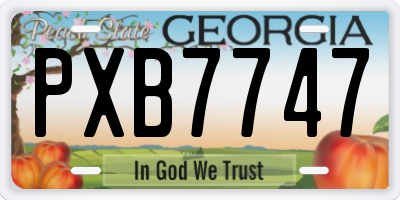 GA license plate PXB7747