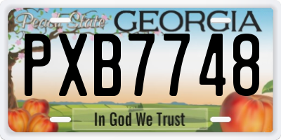 GA license plate PXB7748