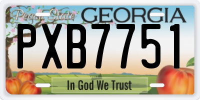 GA license plate PXB7751