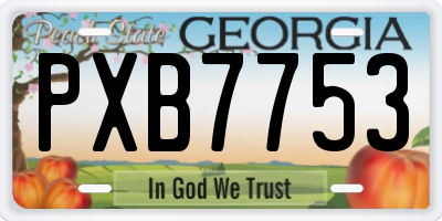 GA license plate PXB7753