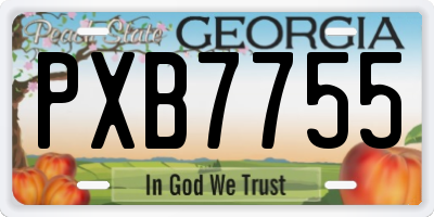 GA license plate PXB7755