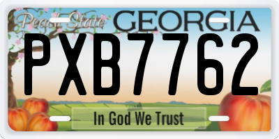 GA license plate PXB7762