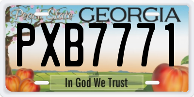 GA license plate PXB7771
