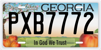 GA license plate PXB7772