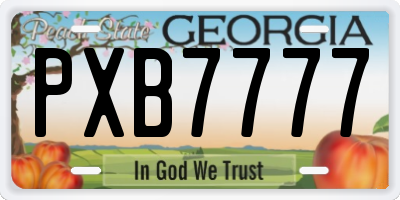 GA license plate PXB7777
