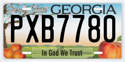 GA license plate PXB7780
