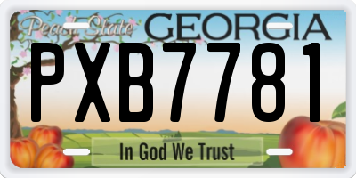 GA license plate PXB7781