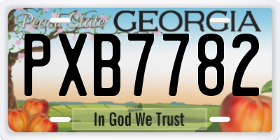 GA license plate PXB7782