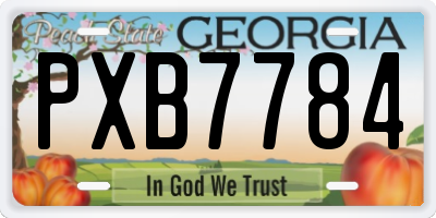 GA license plate PXB7784