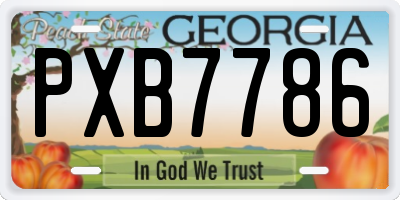 GA license plate PXB7786