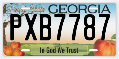 GA license plate PXB7787