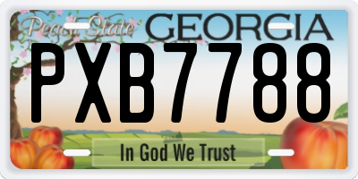 GA license plate PXB7788