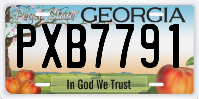 GA license plate PXB7791