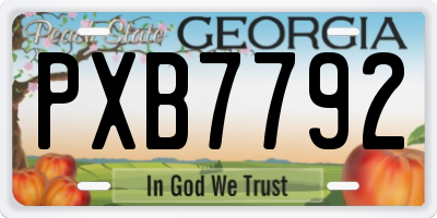 GA license plate PXB7792