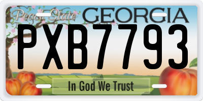 GA license plate PXB7793