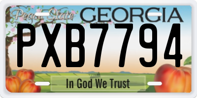 GA license plate PXB7794