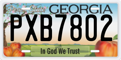 GA license plate PXB7802