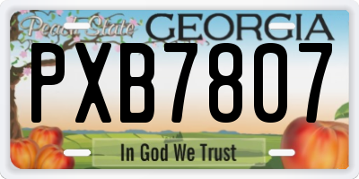 GA license plate PXB7807
