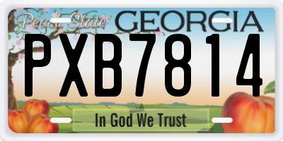 GA license plate PXB7814