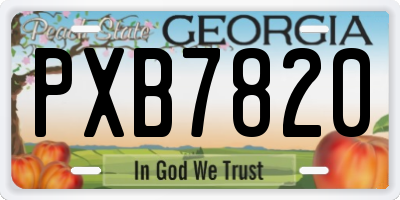 GA license plate PXB7820