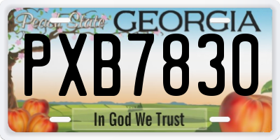 GA license plate PXB7830