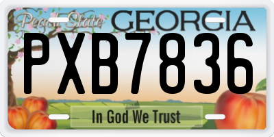 GA license plate PXB7836
