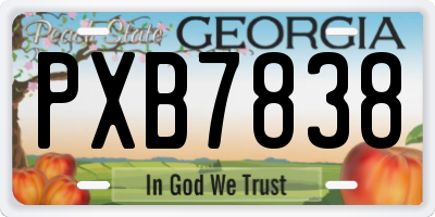 GA license plate PXB7838