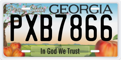 GA license plate PXB7866
