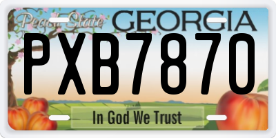 GA license plate PXB7870