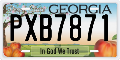 GA license plate PXB7871