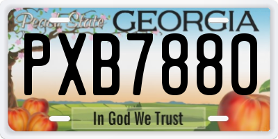 GA license plate PXB7880