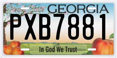 GA license plate PXB7881