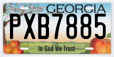 GA license plate PXB7885