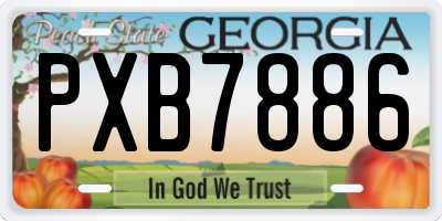 GA license plate PXB7886