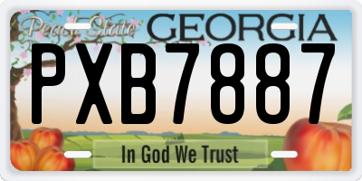 GA license plate PXB7887