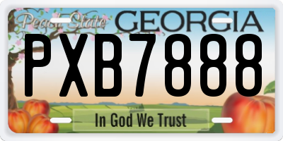 GA license plate PXB7888