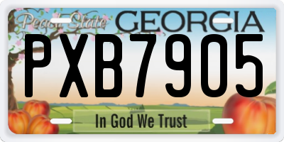 GA license plate PXB7905