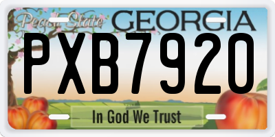 GA license plate PXB7920
