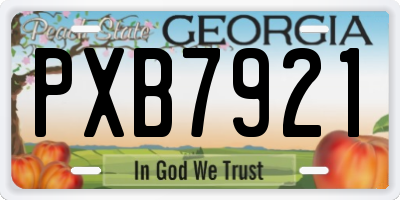 GA license plate PXB7921