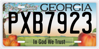 GA license plate PXB7923