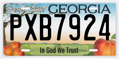 GA license plate PXB7924