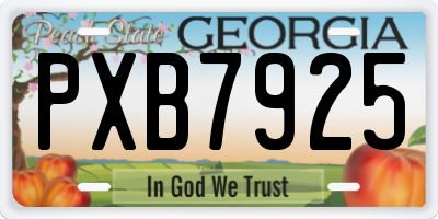 GA license plate PXB7925
