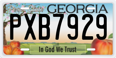 GA license plate PXB7929