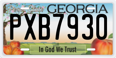 GA license plate PXB7930