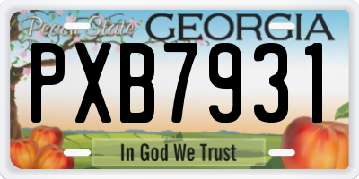 GA license plate PXB7931