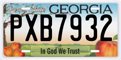 GA license plate PXB7932