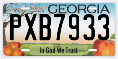 GA license plate PXB7933