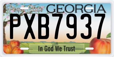 GA license plate PXB7937