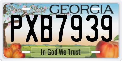 GA license plate PXB7939